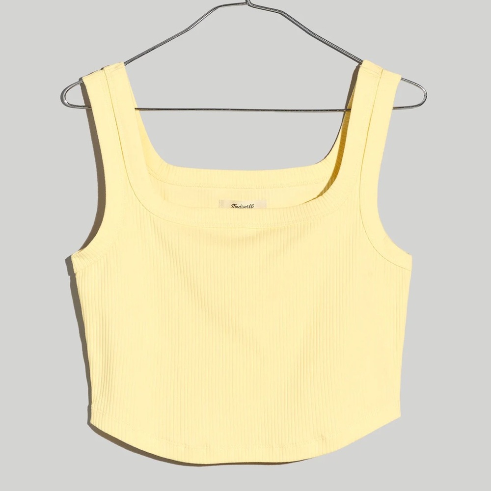 Madewell Square-Neck Ribbed Tank in Pale Yellow